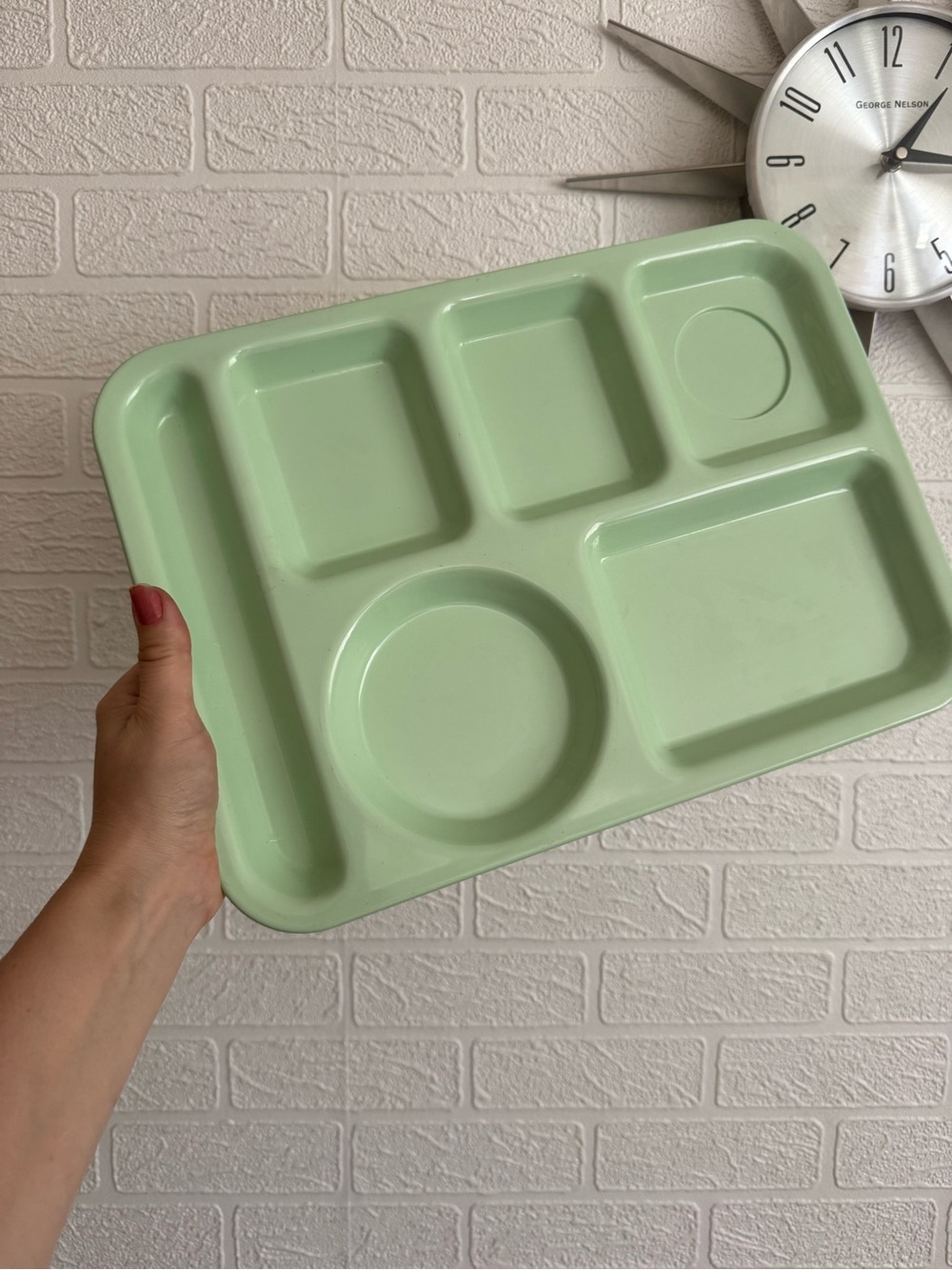 SI-LITE Vintage Mint Green Compartment Lunch Trays Set of 6